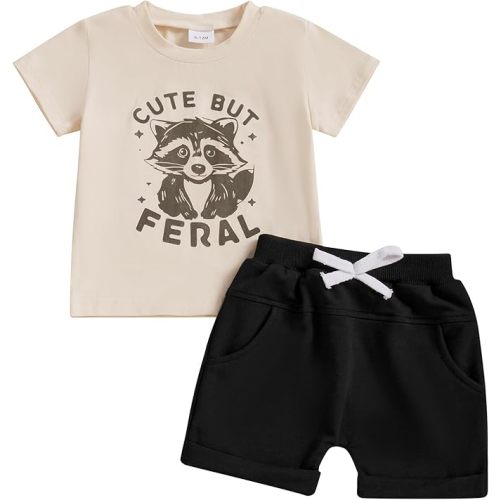 allshope Toddler Baby Boy Summer Outfit Short Sleeve T Shirt Top Casual Shorts Set Infant Newborn Clothes 6 12 18 24 Month 2T