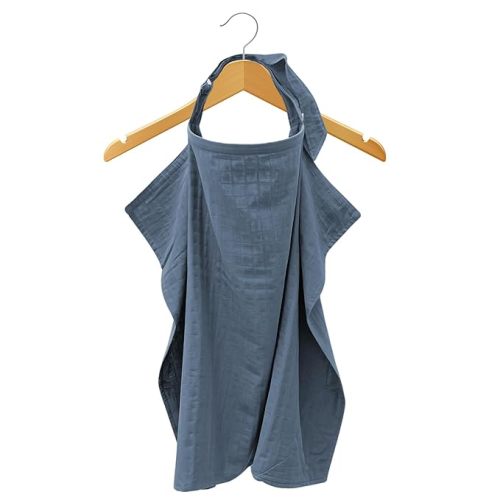 MOZAH 100% Organic Cotton Muslin Nursing Cover for Baby Breastfeeding, Breathable 100% Cotton Breastfeeding Cover with Rigid Hoop for Mother Nursing Apron, Multi-use Carseat Canopy (Blue Mirage)