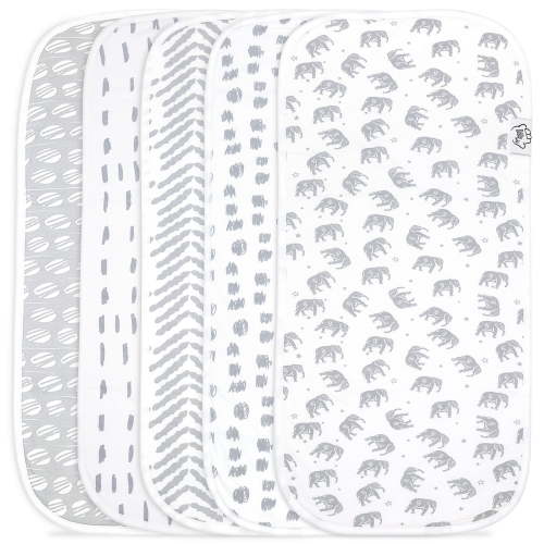 Baby Burp Cloths - 5 Pack Large - Washcloths Double Layered Top layer 100% Cotton and bottom layer 100% polyester fleece Absorbent Burping Cloth Extra Absorbent Baby Burp Cloth Extra Soft for Boys and