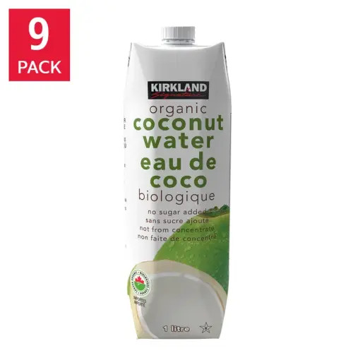 Kirkland Signature Sugar Free Organic Coconut Water, 9 x 1 L | Costco