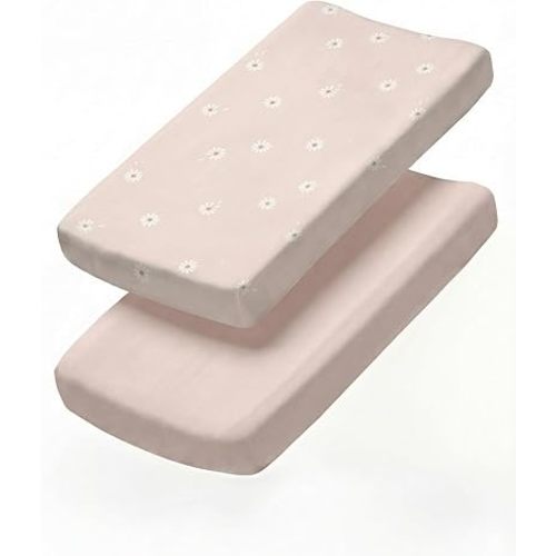 Changing Pad Cover - Pack of 2 Soft Unisex Diaper Change Microfiber Table Sheets - Fits 32"x16" Contoured Pad - Changing Pad Cover for Baby Boys & Girls - Snug, Machine Washable - Oeko-Tex, Daisy's