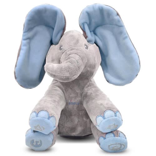 Dimple Kyle the Peek-a-Boo Singing Elephant - Interactive Plush Toy for Babies and Toddlers with Songs and Movable Ears