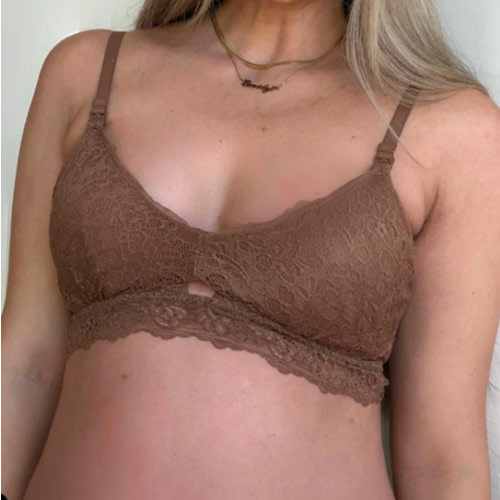 Dainty Lace Organic Cotton Nursing Bralette - Mocha – MORROW+MINT