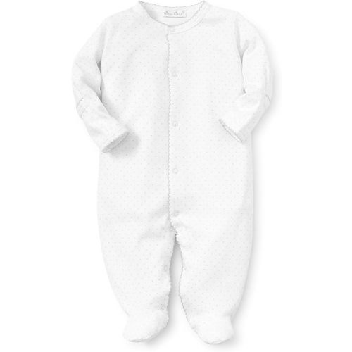 Kissy Kissy Dots Print Footie Pajamas - White & Silver - 3-6 Months