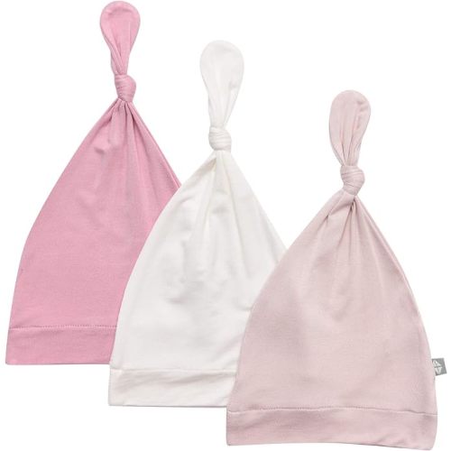 KYTE BABY Rayon Made from Bamboo Baby Beanie Hats - Super Soft Knotted Caps Available in Pattern and Solid Colors - 3 Pack