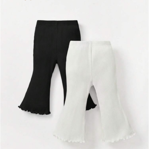 Cozy Pixies Baby Girl 2pcs Lettuce Trim Flare Leg Pants Chic Outfits For Autumn/Winter