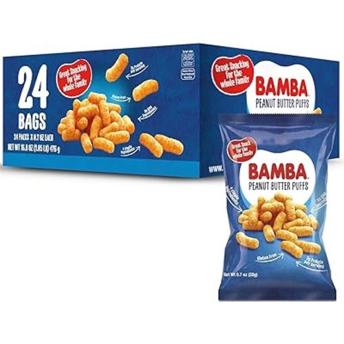 Bamba Peanut Butter Puffs, Kosher, No Sugar - 0.7 Oz Bags (Pack of 24)