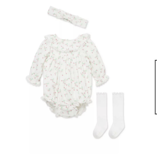 Little Me Baby Girls Rosebud Bubble with Headband and Socks | Belk