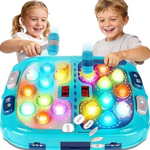 Whack Game Mole, Game 3+ Year Old, 3 Year Old Boy, 4 Year Old Toy, Gift for 3 Year Old, 11x15in Larger 2-Players Whack Toy with 5 Modes, 9 Speeds, 54 Levels, Light&Sounds, Birthday Gift for Todders