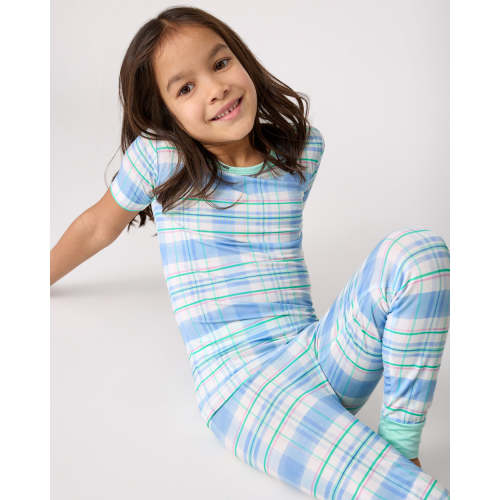 Springtime Plaid Two-Piece Short Sleeve Pajama Set | Little Sleepies