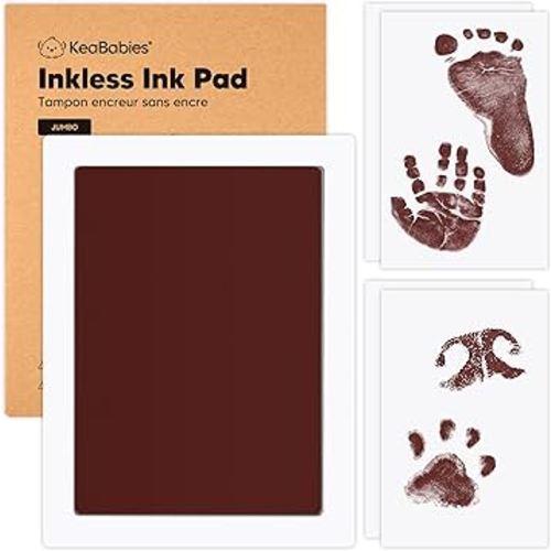 1-Pack Inkless Baby Hand and Footprint Kit - Mess Free Ink Pad for Newborn Keepsake, Dog Nose & Paw Print Kit, Clean Touch Ink Pad for Baby Hand & Footprints, Ideal New Mom Gifts (Auburn, Jumbo)