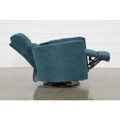 Rayna Peacock Blue Nursery 40" Power Oversized Swivel Glider Recliner With USB | Rocker