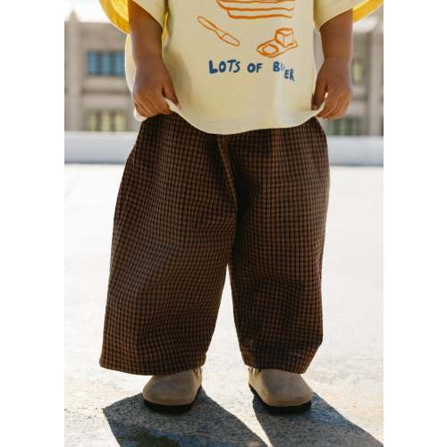 Textured Mini Check Pants- Brown – Fostered Collection
