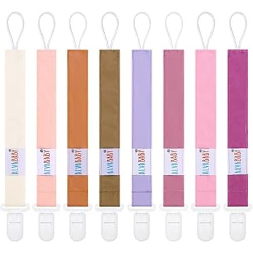 ALVABABY Pacifier Clip Binky Holder Pacifier Clips Universal Paci Clip Leash for Teether Soothie 8 Pack 8DP05-CA
