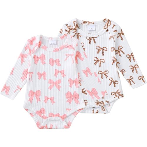 Renotemy Baby Girl Clothes Preemie Newborn Romper 2 Pieces Long Sleeve Bodysuit Set Infant Fall Winter Outfit Gifts