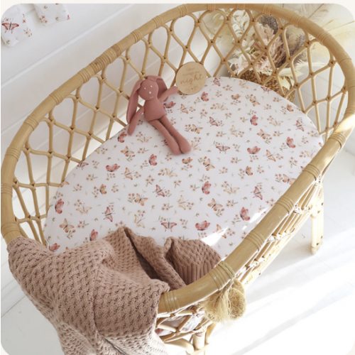 Butterfly Organic Fitted Bassinet Sheet & Change Pad Cover | Snuggle Hunny