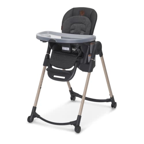 Maxi-Cosi Minla 6-in-1 Convertible Baby High Chair - Classic Graphite | 9 Adjustable Seat Heights, 5 Recline Positions & 4 Tray Positions; Feeding Booster Seat to Child Stool
