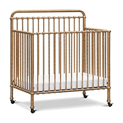Namesake Winston 4-in-1 Convertible Mini Crib w/Removable Wheels - Converts to Toddler Bed, Daybed & Twin-Size Bed - GREENGUARD Gold Certified - 4 Adjustable Heights - Durable Metal, Easy to Assemble