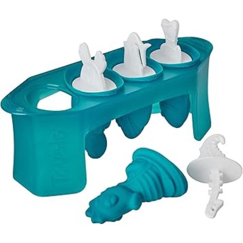 Tovolo Silicone Popsicle Molds with Sticks (Ocean Friends) - Ice Pop Molds with 4 Cavities for Homemade Flavored Ice Pops & Frozen Snacks - Popsicle Maker with Drip-Guards, Dishwasher Safe & BPA-Free