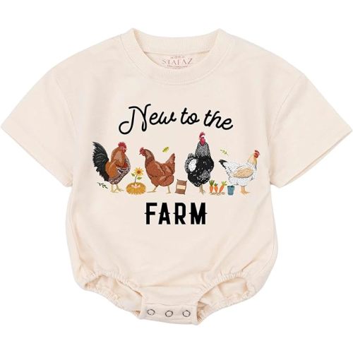 Baby Boys Girls Farm Animal Outfit Chicken Rooster Country Western Newborn Romper Little Farmers Summer Clothes