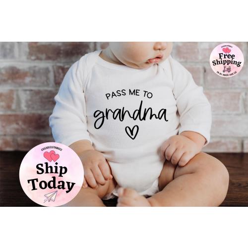 Pass Me To Grandma Baby Onesie®, Funny Baby Toddler Shirt, Baby Announcement Onesie®, Cute Baby Gift, Gift for New Grandma, Newborn Gift