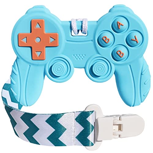 BIGSPINACH Baby Video Game Controller Teether Toy Funny Baby Teething Toys for Babies Gamer Controller(Blue)