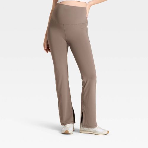 Slit Hem Flare Maternity Leggings - Isabel Maternity by Ingrid & Isabel™ Taupe