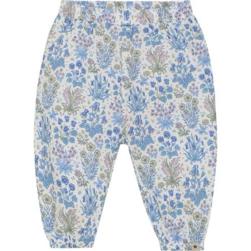 Babys Pants In Liberty Fabric With Elastic Waist, Print Soft Chambray