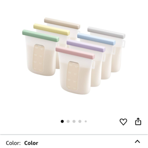 Nuliie 7 Pcs Silicone Breastmilk Storage Bags Reusable, 8oz/240ml Double Leak-Proof Breastmilk Freezer Bags, BPA Free Self-Standing Milk Bags for Breastfeeding, Baby Food Pouches