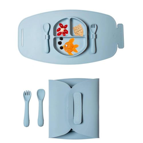Amazon.com : Modern Mini - Silicone Suction Plate for Baby and Toddler, Divided Plate with Fork & Spoon - Unbreakable, Non-Toxic, Food Grade Silicone, Strong Suction Grip, Spill Proof & Foldable for Travel! : Baby