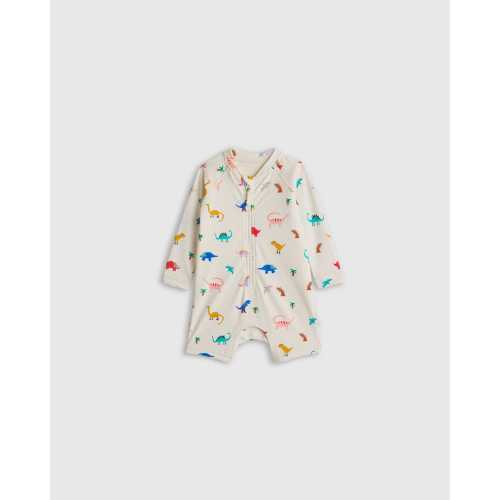 Long Sleeve Zip-Up Rash Guard One-Piece - Baby in Dinosaurs