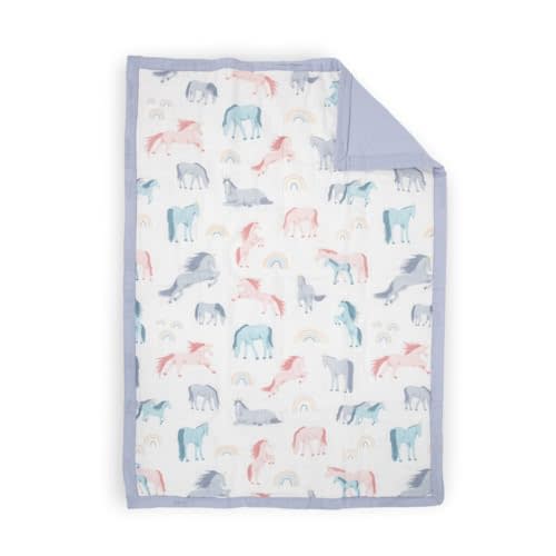Little Unicorn Lofty Comforter Blanket | Super Soft & Breathable Muslin Fabric| Great for Play & Bedtime Blanket (Unicorns)