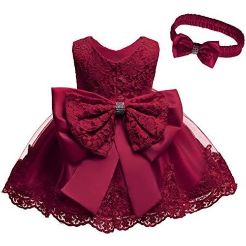 0-6T Toddler Baby Girl Embroidered Tutu Ball Gown Lace Dresses with Headwear