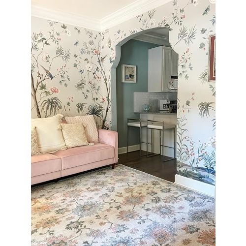 Simply Southern Cottage Southern Heritage - 5'3" x 7' Rectangle in Multicolor, Floral Traditional Area Rug, Soft, Durable, Easy to Clean, Stain-Resistant, Indoor Home Room Decor