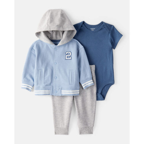 Baby Boy 3-Piece French Terry Jacket Outfit Set - Blue - Carter's | Carter's