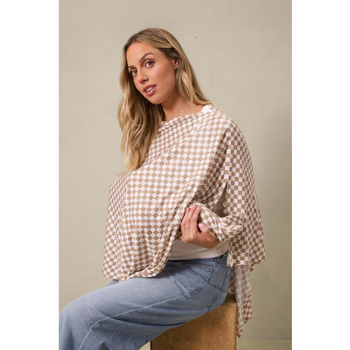 Almondine Chequer Nursing Cover