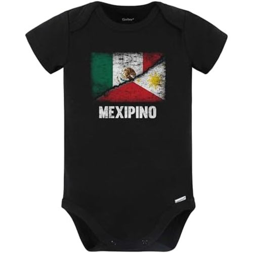 Really Awesome Shirts Half Mexican Half Filipino Flag Mexico Philippines Mexipino Baby Bodysuit (Black)