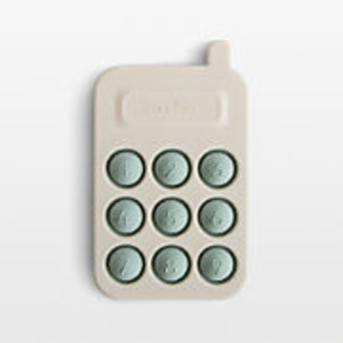 Mushie Silicone Blue Phone Baby Press Toy + Reviews | Crate & Kids