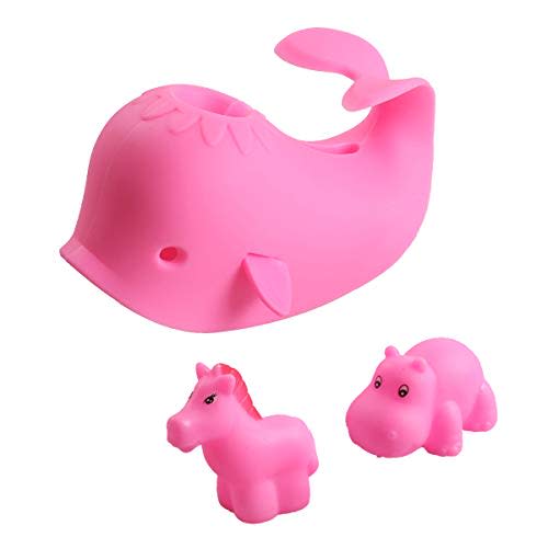 Bath Spout Cover, Faucet Cover Baby Bathroom Tub Faucet Cover Protector for Kids, Bathtub Spout Cover for Baby Kids Toddlers Protection Accessories Baby Safety Universal Bath Silicone Toys Whale Pink