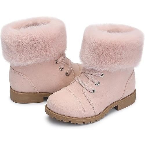 shoeslocker Girls Boots Ankle Boot for Girls Warm Lightweight Winter Boot with Zipper