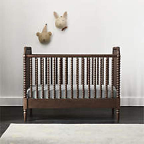 Jenny Lind Heirloom Deep Brown Wood Convertible Baby Crib with Toddler Bed Rail