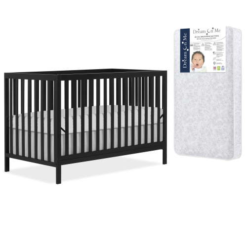 Dream On Me Synergy MOD 5-in-1 Convertible Crib in Matte Black with Free Crib Mattress