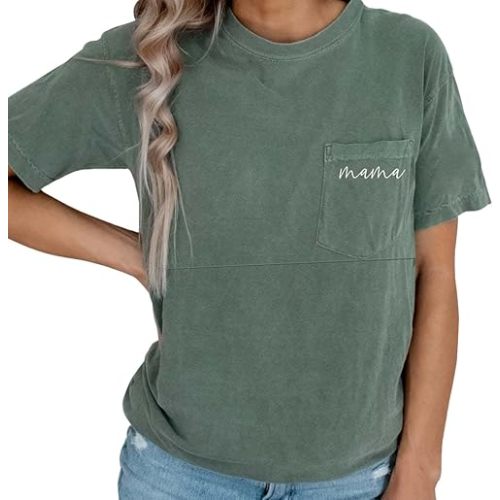 Comfort Breastfeeding Shirts for Women Mama Zipper Nursing Tops Distressed Pregnancy Clothes with Pocket