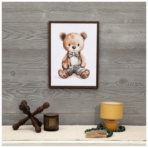Teddy Bear Wearing Overalls Wood Wall Decor