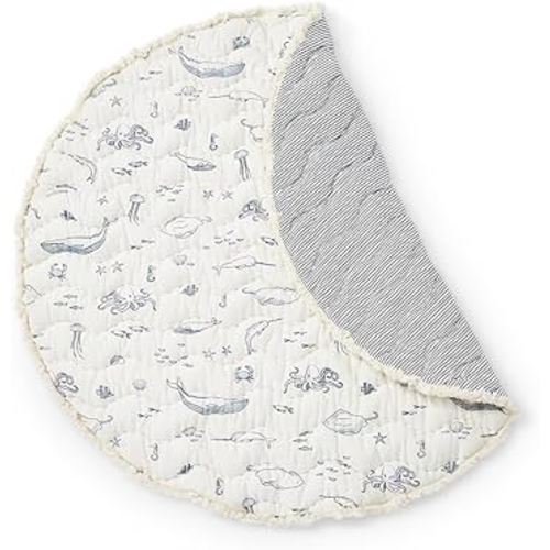 Pehr Baby Play Mat, Life Aquatic | Ultra-Soft Quilted 100% Cotton Exterior with Plush Polyester Fiberfill | 40” Diameter