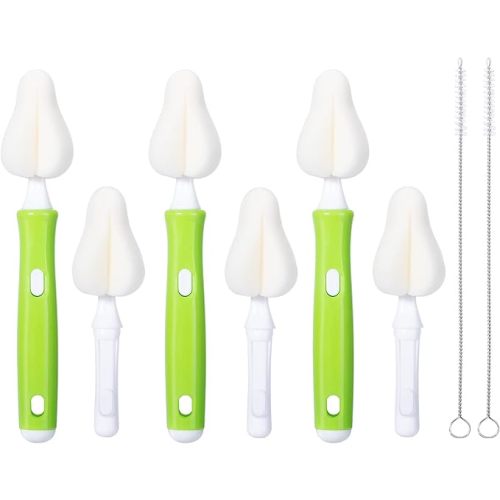 Baby Bottle Brush Kit (Green), Sponge Heads, Straw Cleaners, Compact Tool