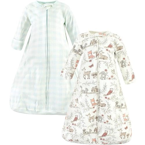 Hudson Baby Unisex Baby Cotton Wearable Sleeping Bag, Sack, Blanket, Girl Woodland Pals Long Sleeve, 3-9 Months