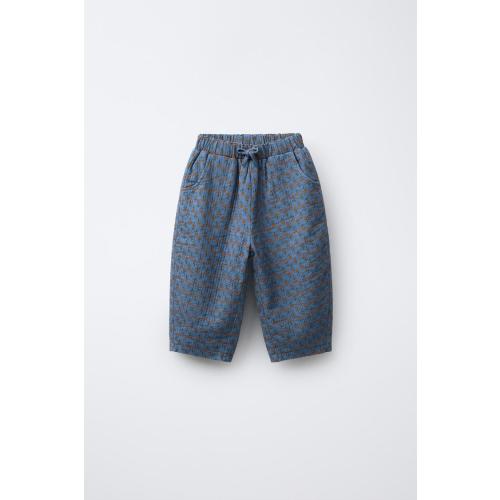 FLORAL BAGGY PANTS - Petrol blue | ZARA United States