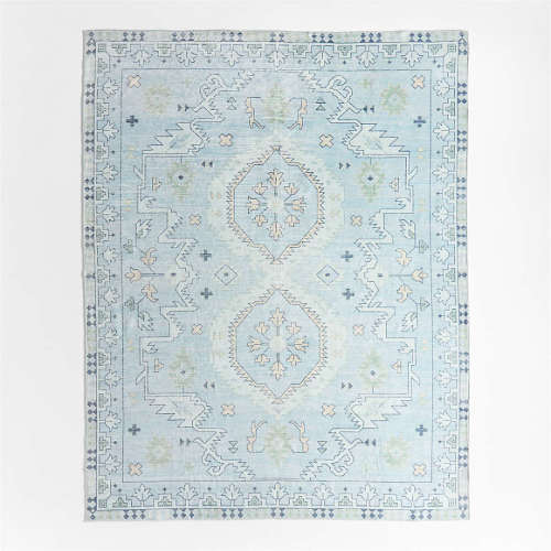 Ember Blue Floral Washable Area Rug 8'x10'