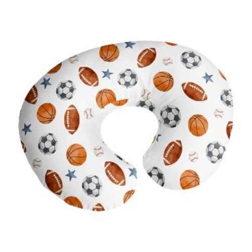 Sweet Jojo Designs Boy Support Nursing Pillow Cover (Pillow Not Included) Watercolor Sports Theme Multicolor